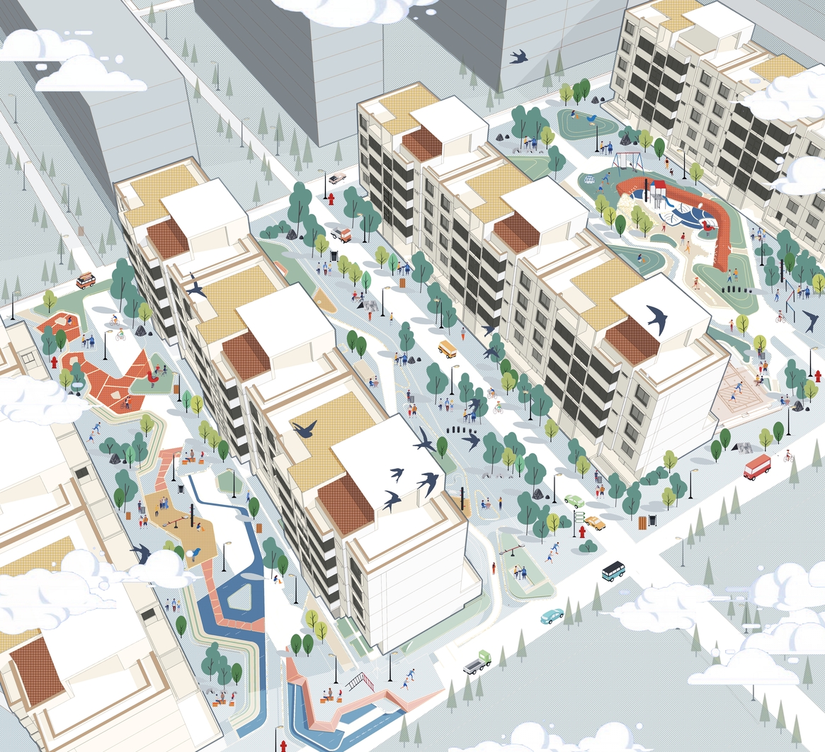 全套图纸_插画风Psd（彩平+鸟瞰+效果图）-景观研习社